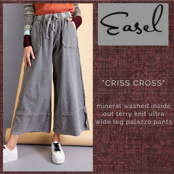 easel Pants & Jumpsuits Easel Criss Cross Ultra Wide Leg Palazzo